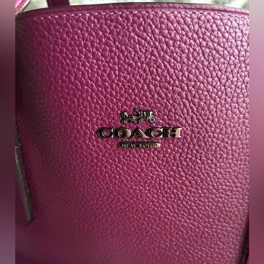Coach Pebbled Leather Tote in Plum - Picture 12 of 16